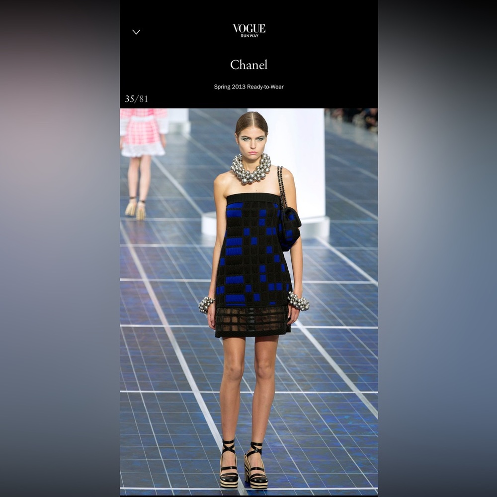 Chanel SS13 black + blue strapless mini dress size 36